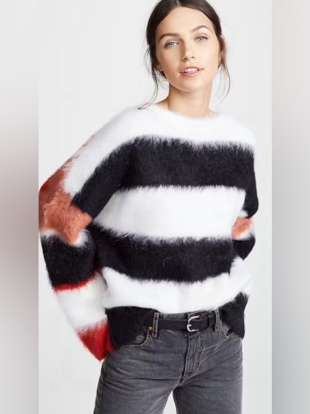 Cinq à Sept Damiana Striped Mohair Pullover Sweater